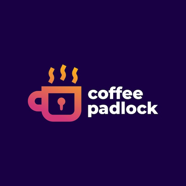 Coffee and padlock creative logo design template icon illustration vector gradient