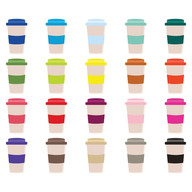 Coffee Paper Cup Set Clipart