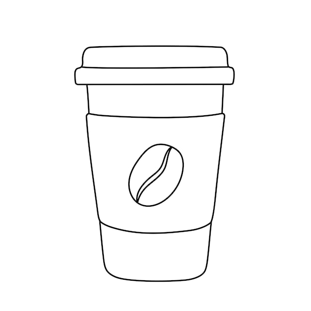 Coffee paper cup to take away in doodle style