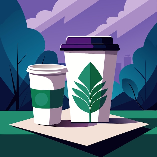 Vector coffee paper glass vector illustration flat 2