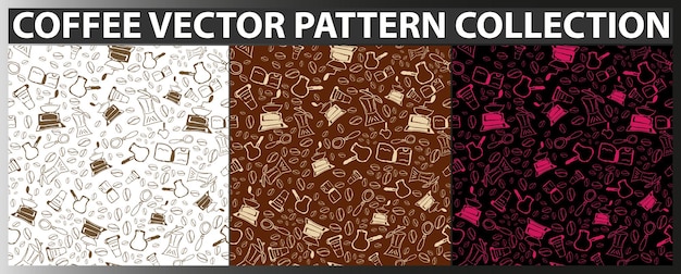 Coffee pattern vector  doodle art set