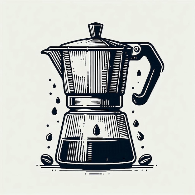 Coffee percolator Silhouette line art vector illustration on white background