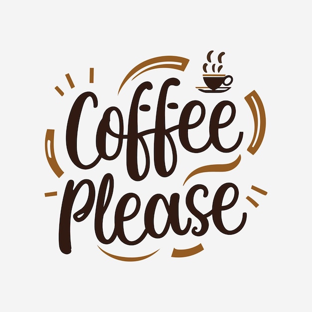 Coffee please typography t shirt design or lettering coffee sticker set generative Ai