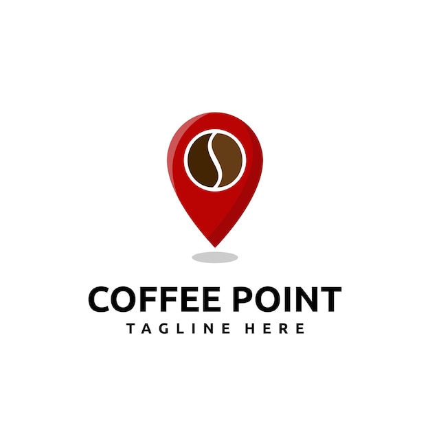 Coffee point logo design for shops, restaurants, emblems, labels, and cafe business companies