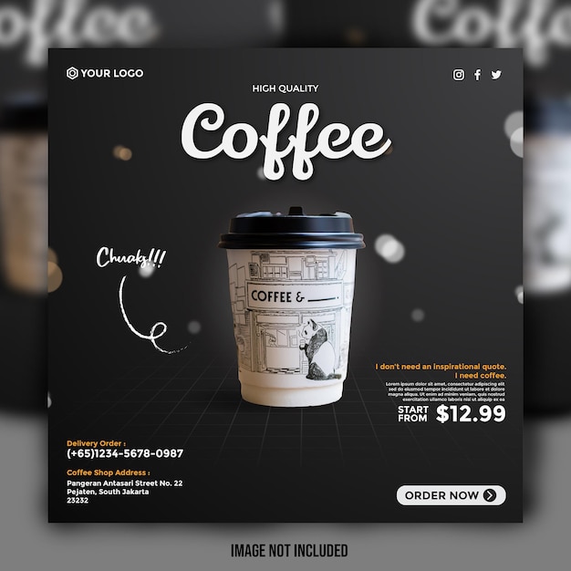 Coffee promotion flyer social media template