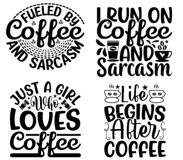 Vector coffee quotes svg design bundle