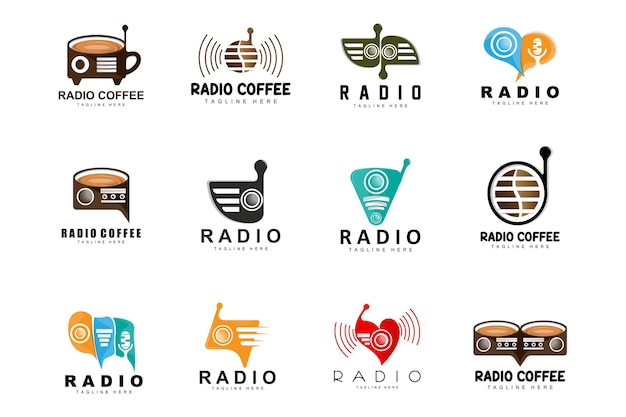 Coffee Radio Logo Podcast Radio Design Coffee Icon Coffee Cafe Logo Product Brand Vector