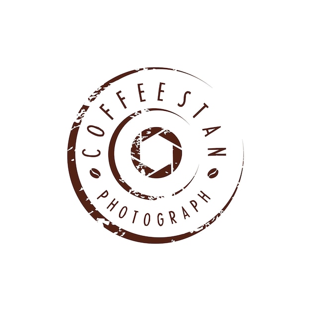 Coffee saucer stain with Shutter aperture camera lens logo for photography studio logo