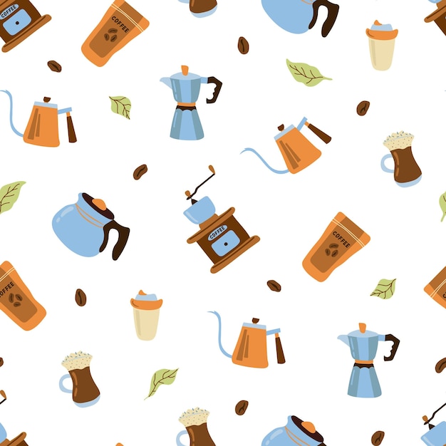 Coffee seamless pattern. Design for fabric, textile, wallpaper, packaging.