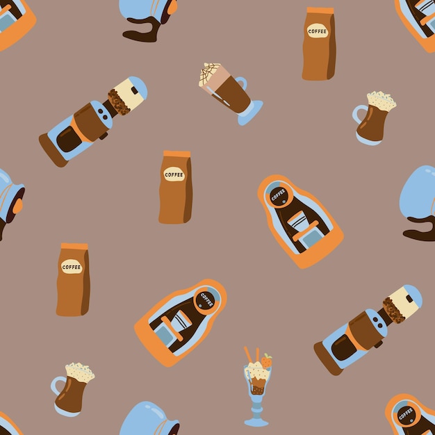 Coffee seamless pattern. Design for fabric, textile, wallpaper, packaging.