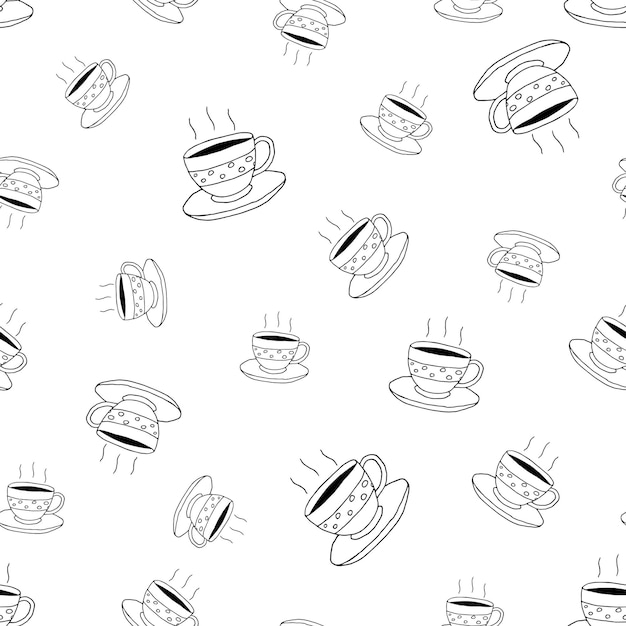 Coffee seamless pattern in doodle style.Vector illustration.