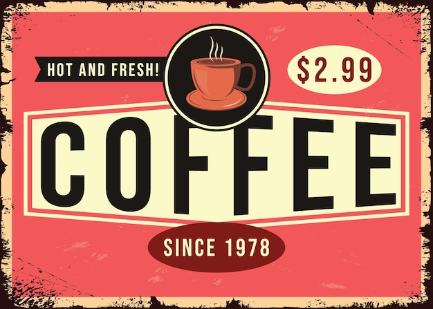 Coffee shop advertisment retro poster vector design