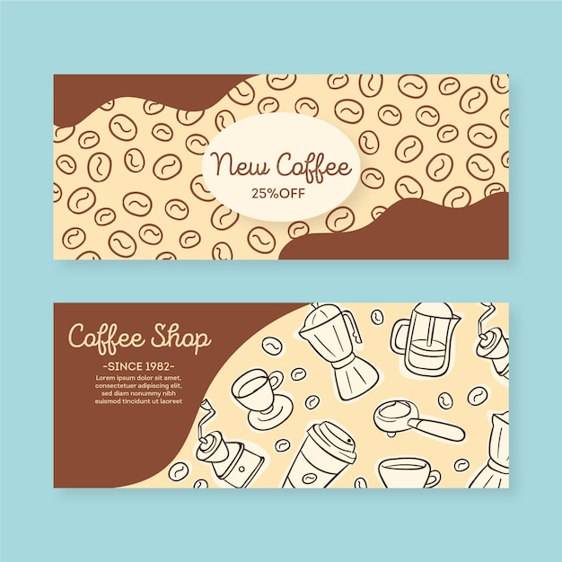 Coffee shop banner set template