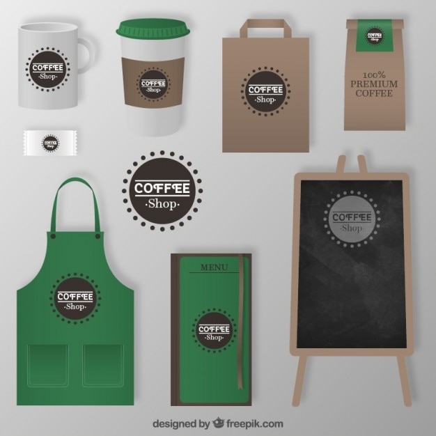 Vector coffee shop corporate elements