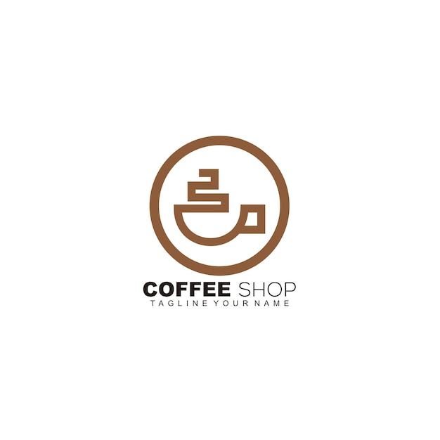 Coffee shop design icon logo style line art color