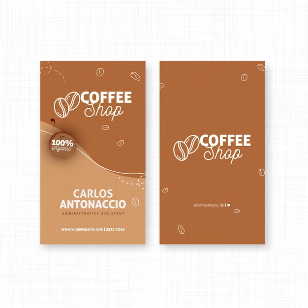 Coffee shop double-sided vertical business card