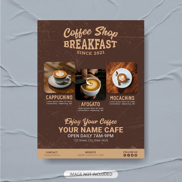 Coffee shop flyer template design premium, coffee menu template, coffee poster, coffee flyer