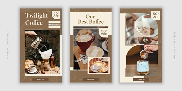 Coffee shop Instagram Story Template, With Aesthetic Theme