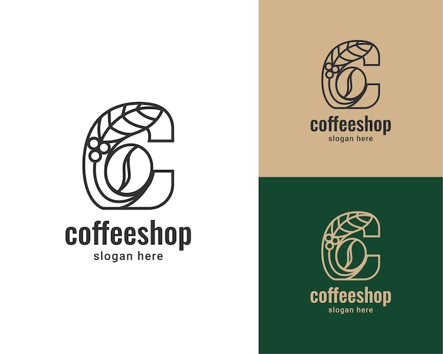 coffee shop letter c line logo