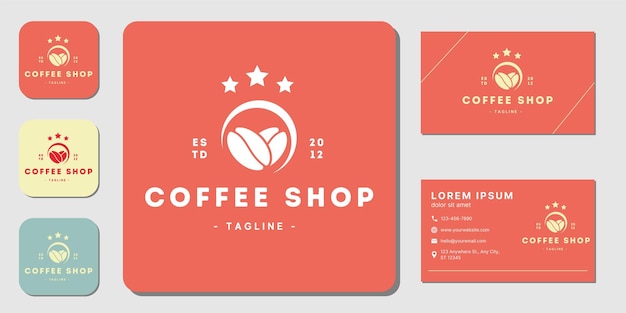 coffee shop logo template illustration design vector and business card