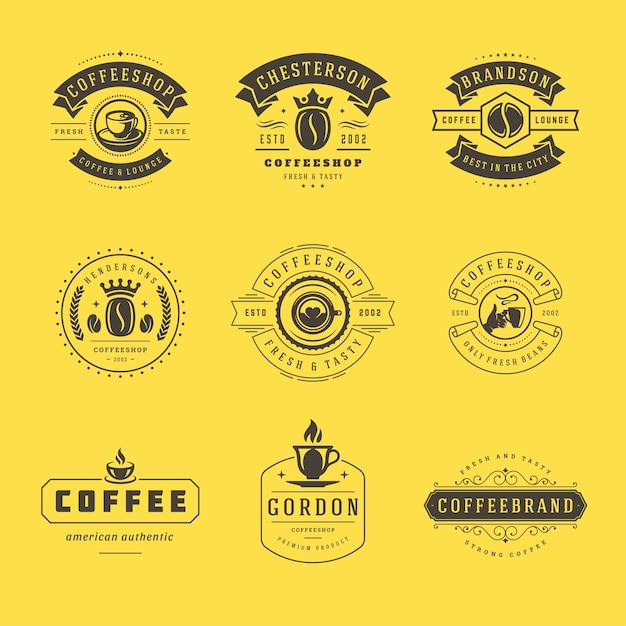 Vector coffee shop logos design templates set