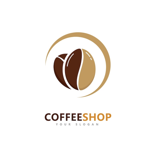 Coffee shop Minimalist vector logo Coffee beans logo template