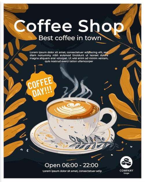 Vector coffee shop promotion poster with latte artxa