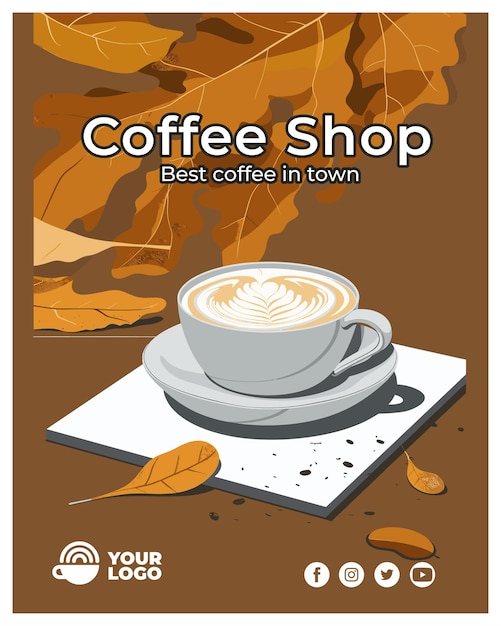 Coffee Shop Promotion Poster with Latte ArtxA