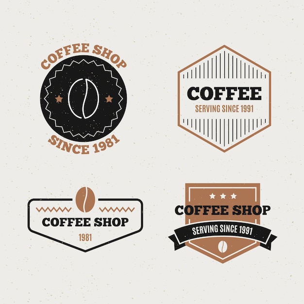 Coffee shop retro logo collection