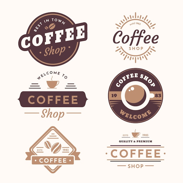 Coffee shop retro logo set