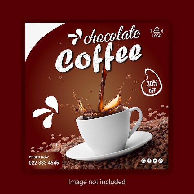 Coffee shop social media banner post template design