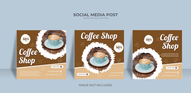 Coffee shop social media post Instagram promotion template Premium Vector