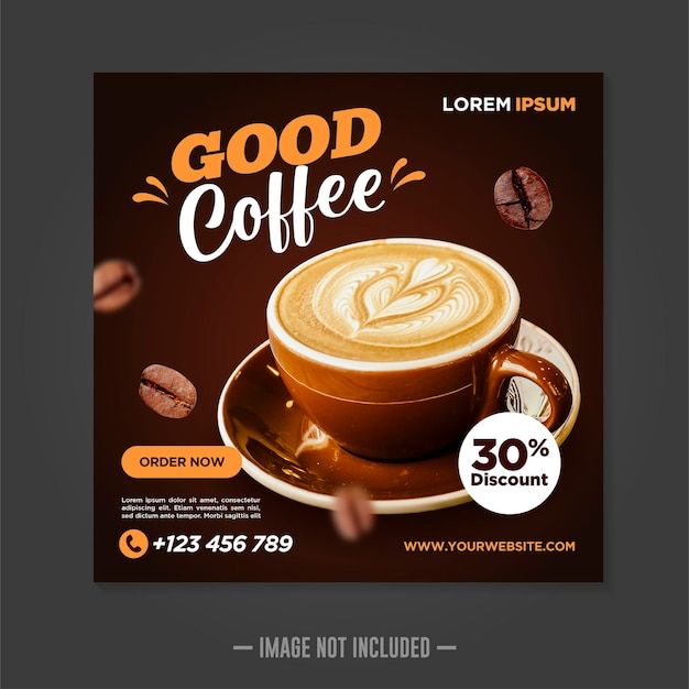 Coffee shop social media post template square banner