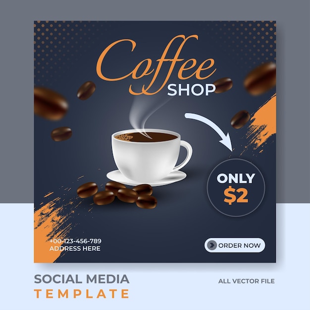 Coffee shop social media post template