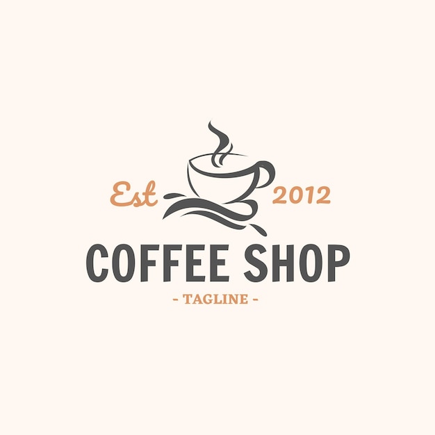 Coffee Shop Tagline Logo Design