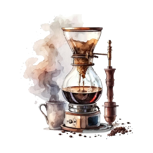 Coffee siphon watercolor Professional coffee brewing homemade coffee