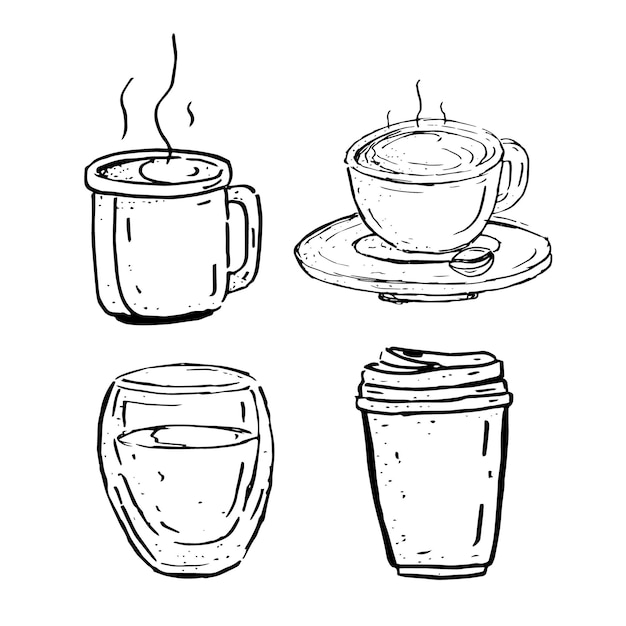 Vector coffee sketch manual illustration