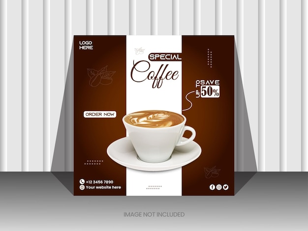 Coffee social media post template square banner