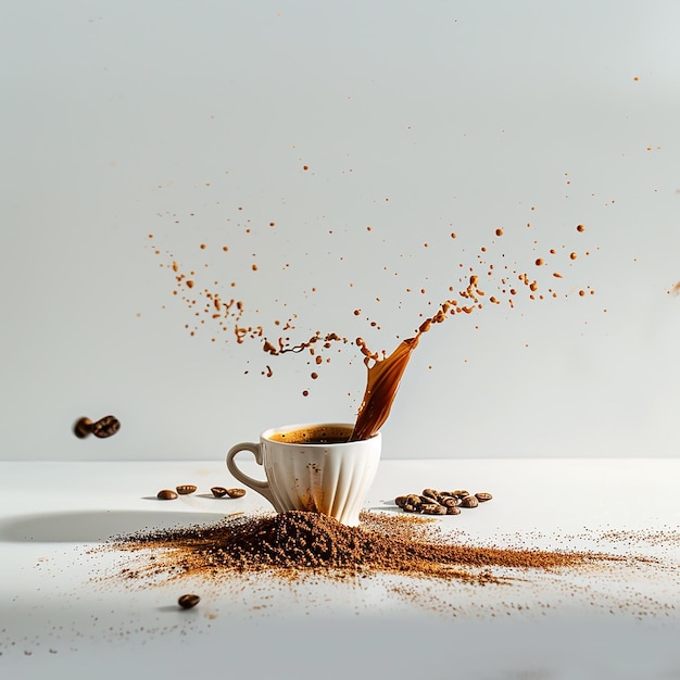 Vector coffee spilling out of a coffee cup