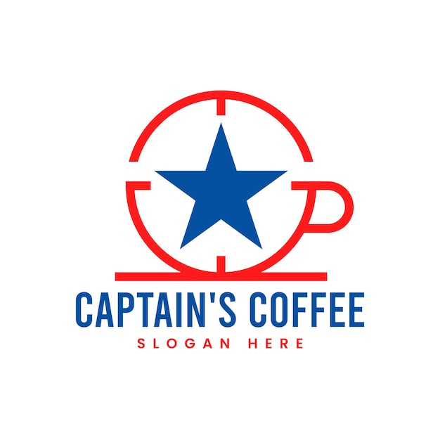 coffee star logo star line design and cup of coffee Vector line art icon template