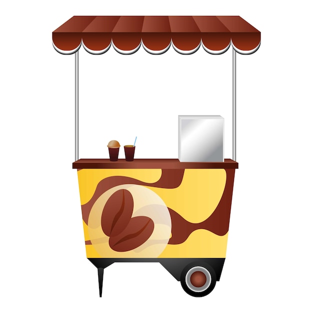 Coffee street kiosk icon Cartoon of coffee street kiosk vector icon for web design isolated on white background