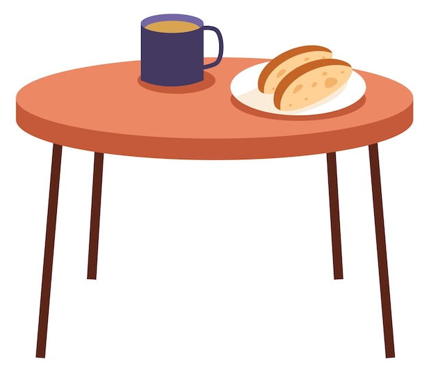 Coffee table with cup and food Furniture icon