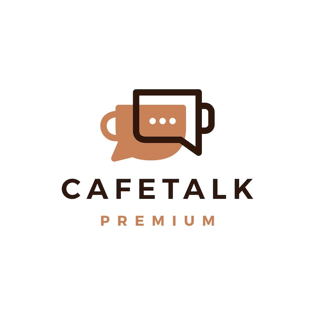 Coffee Talk Chat Bubble Cup Cafe Social Message Logo Vector Icon Illustration