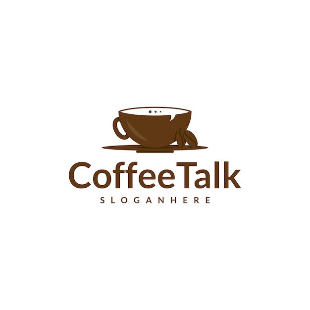 Coffee talk logo design vector Coffee Cup and Chat Speech Bubble Icon