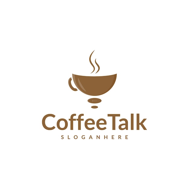 Coffee talk logo design vector Coffee Cup and Chat Speech Bubble Icon