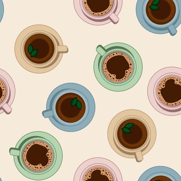 Coffee and tea cups pattern