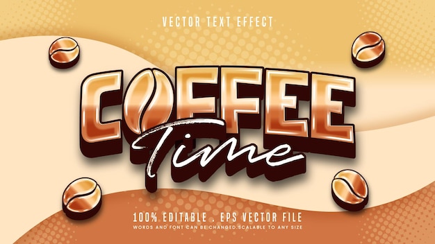 Coffee time 3d editable text effect font style