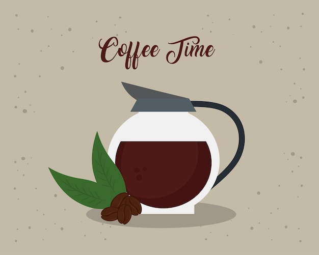 Coffee time banner with glass teapot illustration design