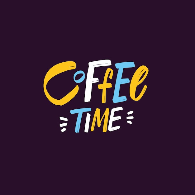 Coffee time hand drawn colorful cartoon style vector illustration.