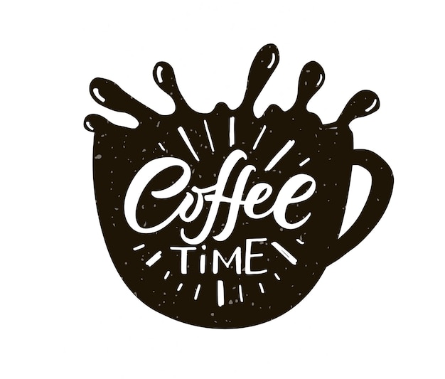 Coffee time lettering coffee to go cup modern calligraphy coffee quote hand sketched inspirational